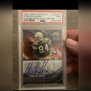 23 Topps Chrome Black Sterling Sharpe🔥ON CARD Orange Auto 10/10📈Packers🔥PSA9